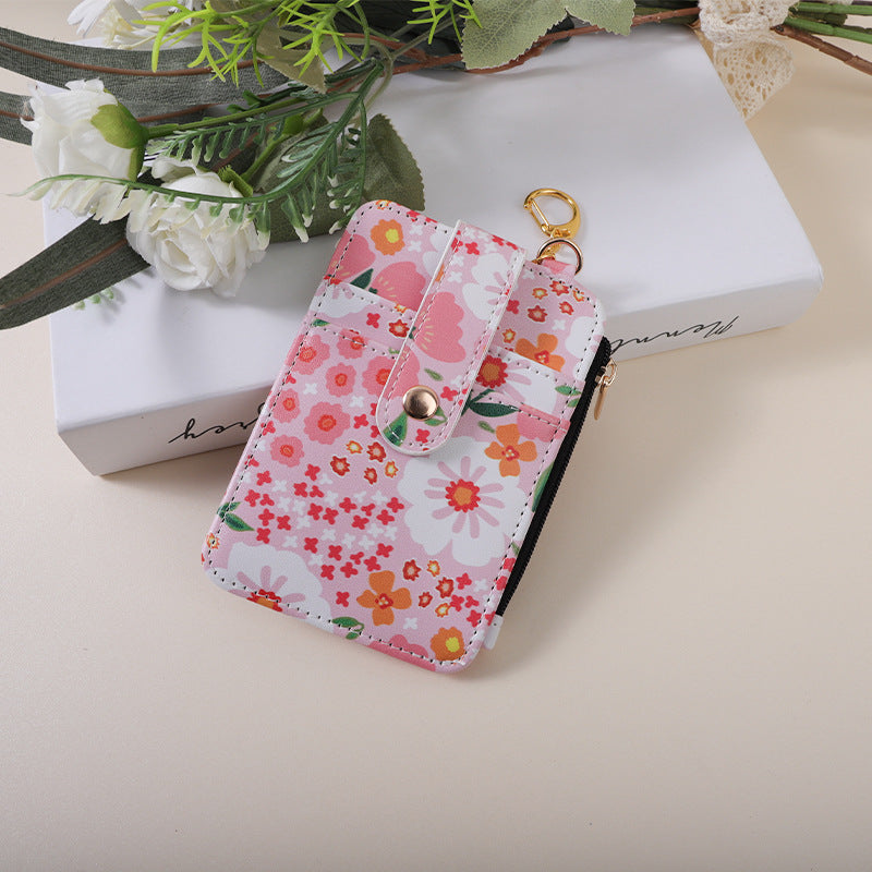 Wholesale Small Floral Card Bag Flower Printing Card Case ID Bag
